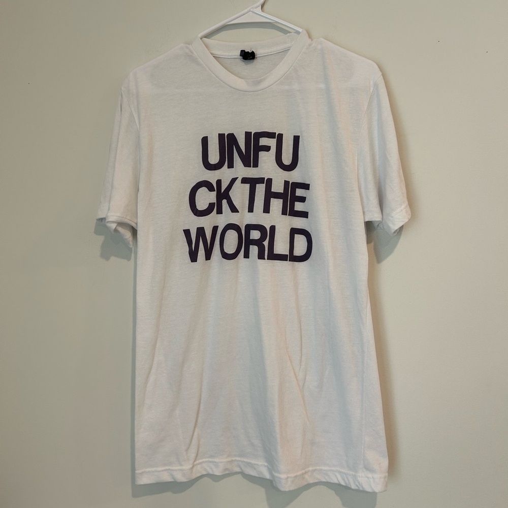 Unfu Ckthe World Large White and Purple T-shirt